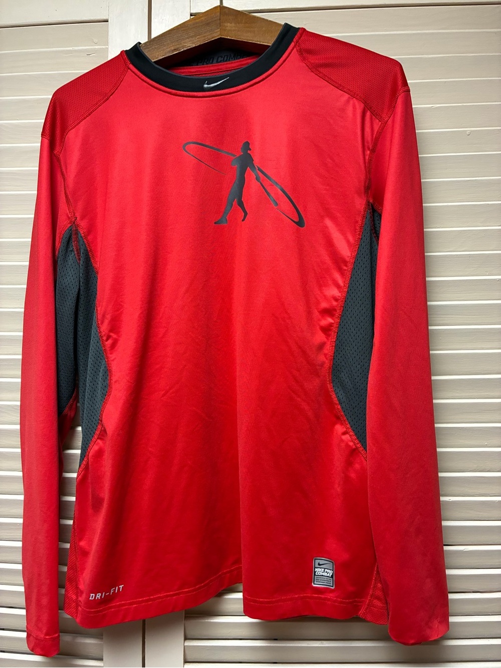Nike Red Long Sleeve Dri-FIT Athletic Shirt with Black Accents